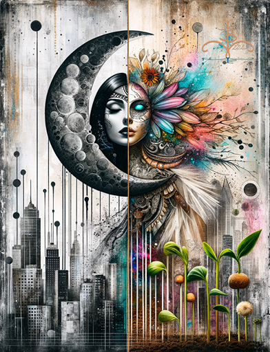 goddess amidst the city's pulse: vibrant echoes of unity